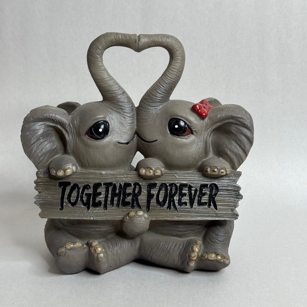 DWK Corporation Together Forever Elephant Figurine Heart Trunk‎ Resin 6.25 Inch